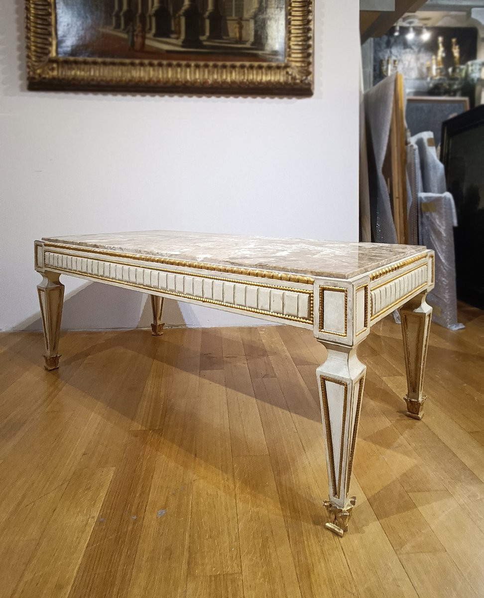 Second Half Of The 19th Century Wood And Alabaster Coffee Table -photo-2