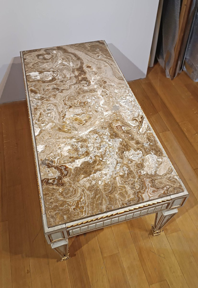 Second Half Of The 19th Century Wood And Alabaster Coffee Table -photo-1