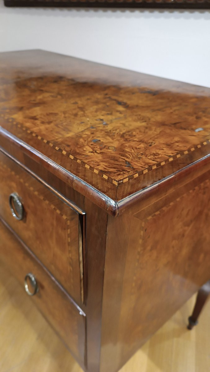 Second Half Of The 18th Century Louis XVI Veneered Chest Of Drawers-photo-3
