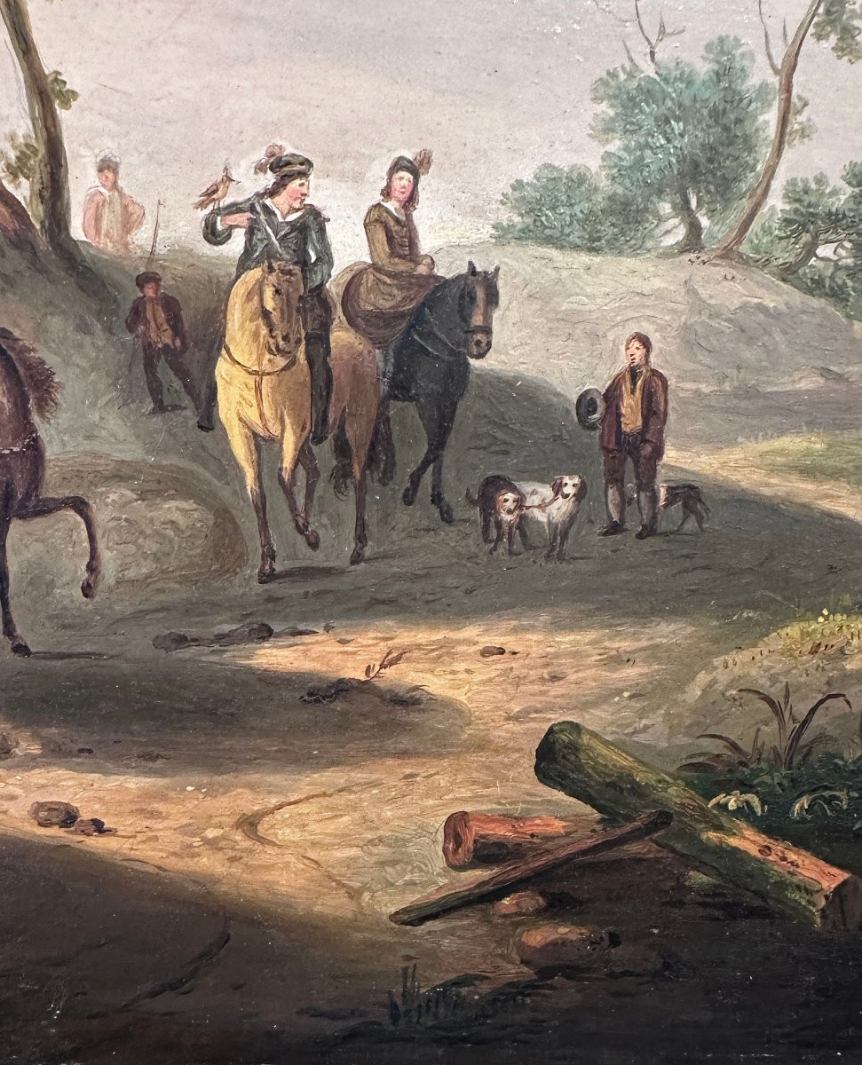 Early 19th Century Painting With A Country Scene-photo-2