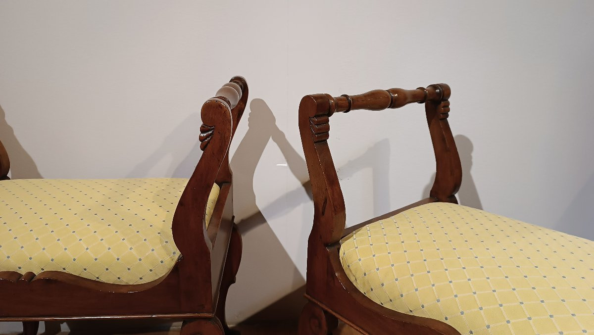 PAIRE DE TABOURETS CHARLES X PREMIÈRE MOITIÉ DU 19ème SIÈCLE-photo-1