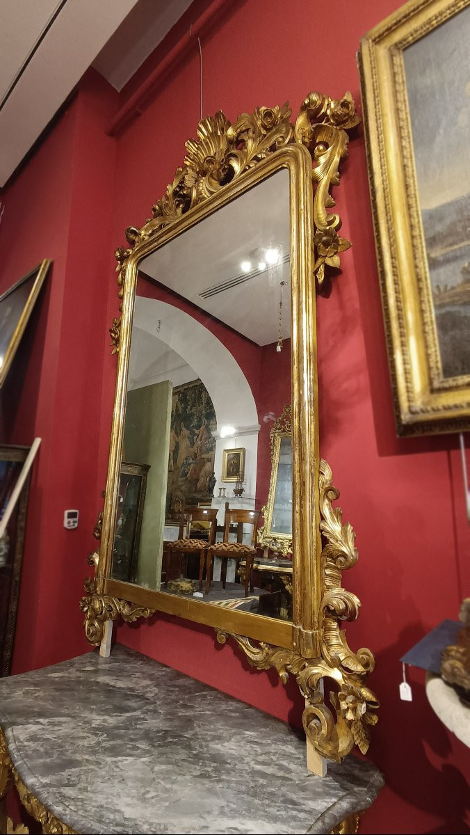 First Half Of The 19th Century Large Louis Philippe Gilded Mirror-photo-3