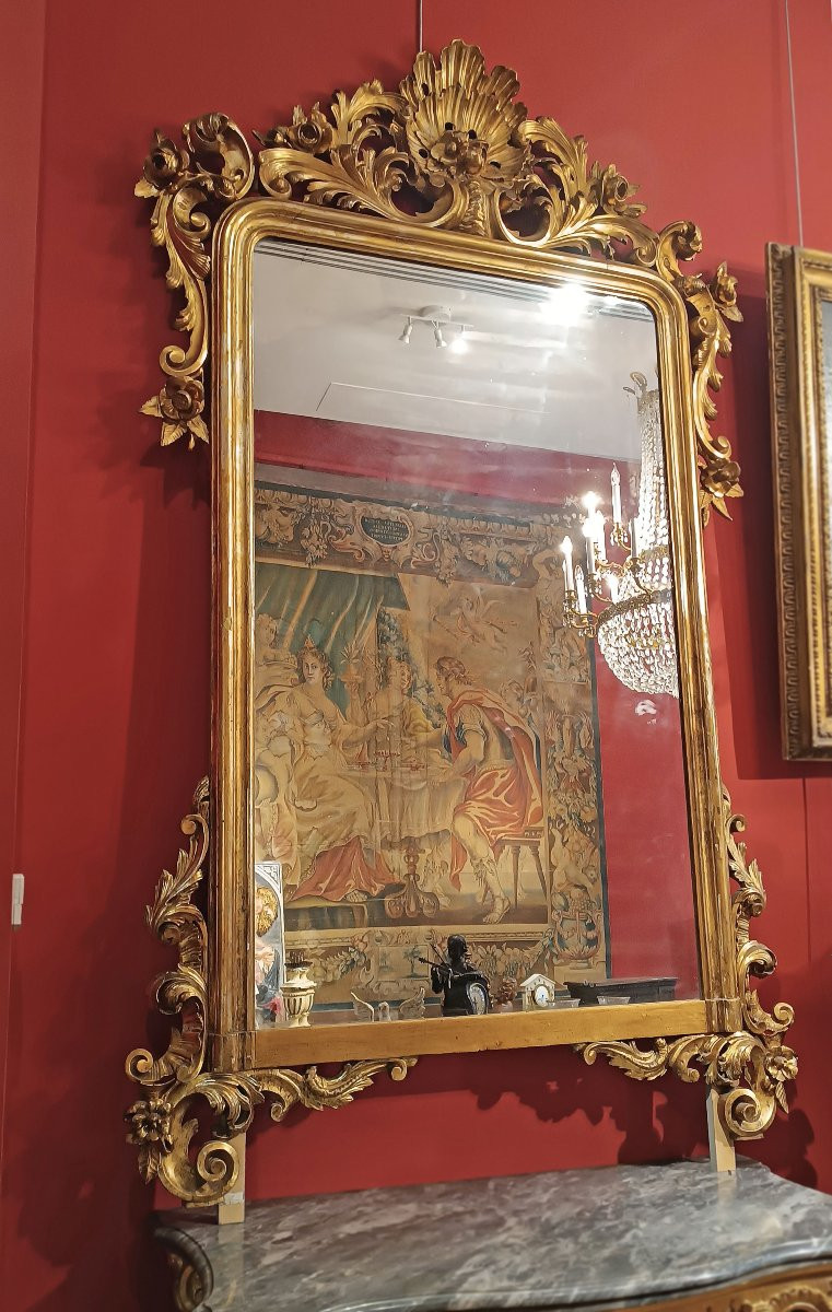 First Half Of The 19th Century Large Louis Philippe Gilded Mirror-photo-4