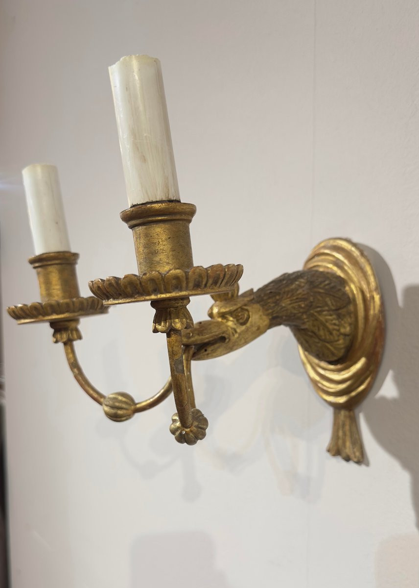 PAIRE D'APPLIQUES EN BOIS DORÉ SECONDE MOITIÉ DU 19ème SIÈCLE-photo-3