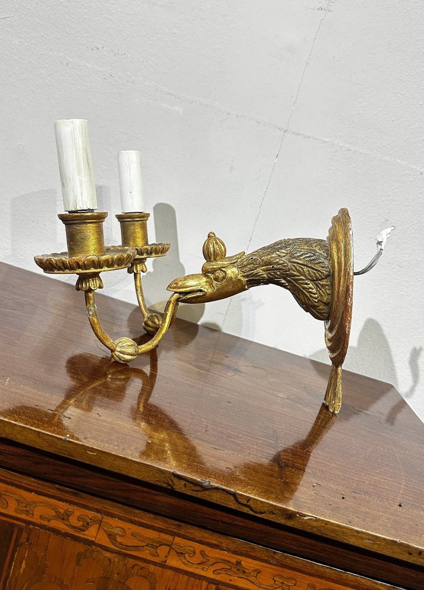 PAIRE D'APPLIQUES EN BOIS DORÉ SECONDE MOITIÉ DU 19ème SIÈCLE-photo-4