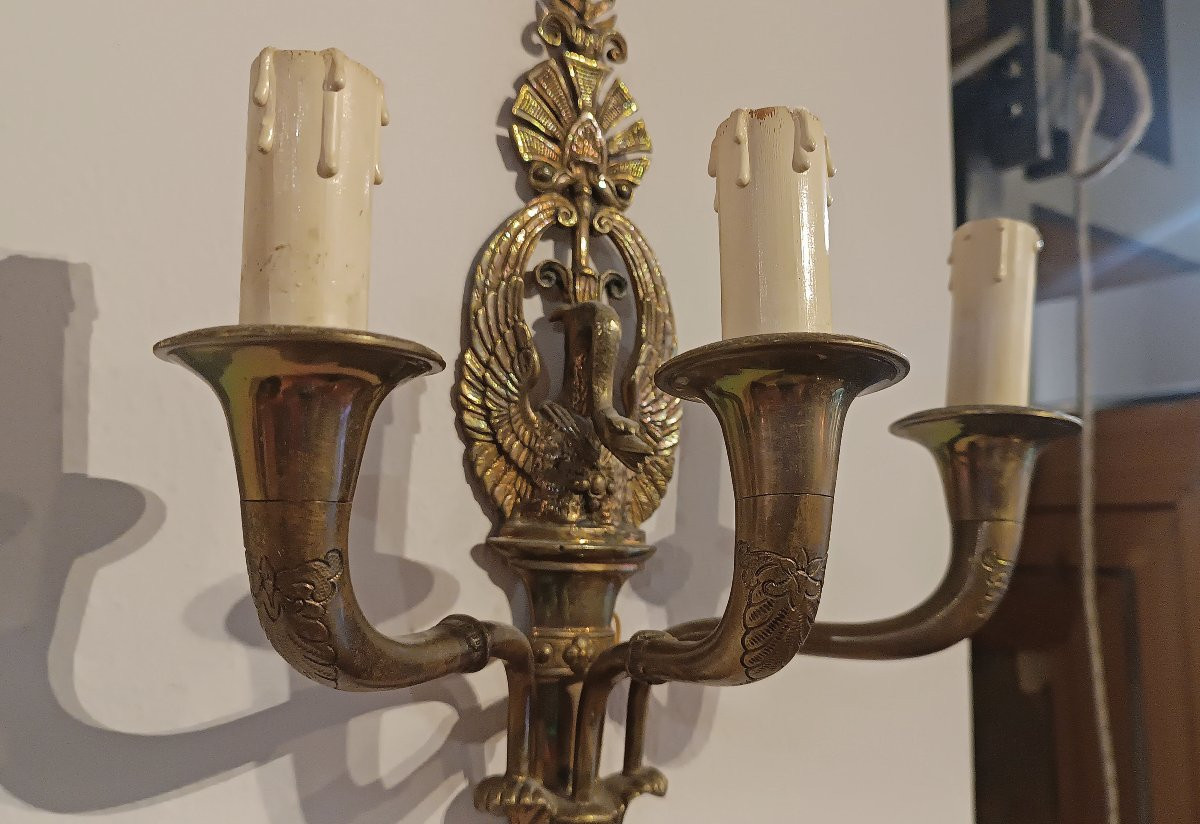 Mid-19th Century Pair Of Gilt Bronze Wall Lights-photo-2