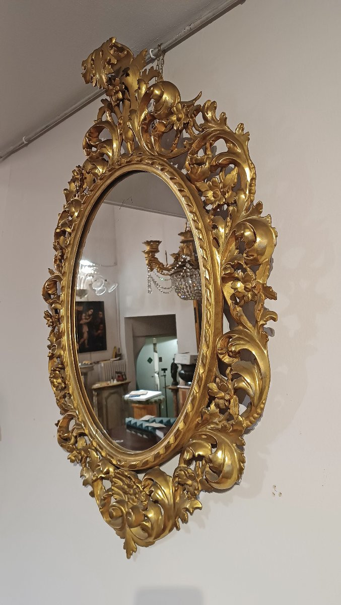 Second Half Of The 19th Century Oval Gilded Mirror-photo-2