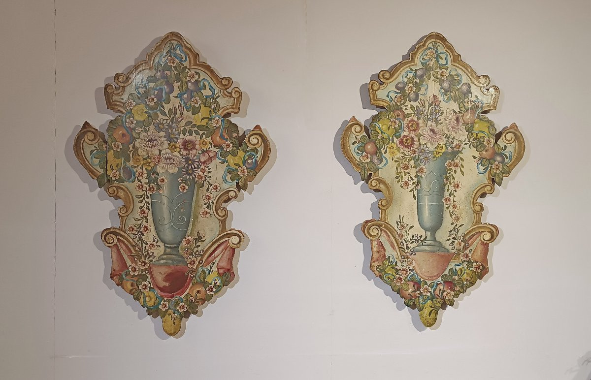 Mid-19th Century Pair Of Painted Panels-photo-2
