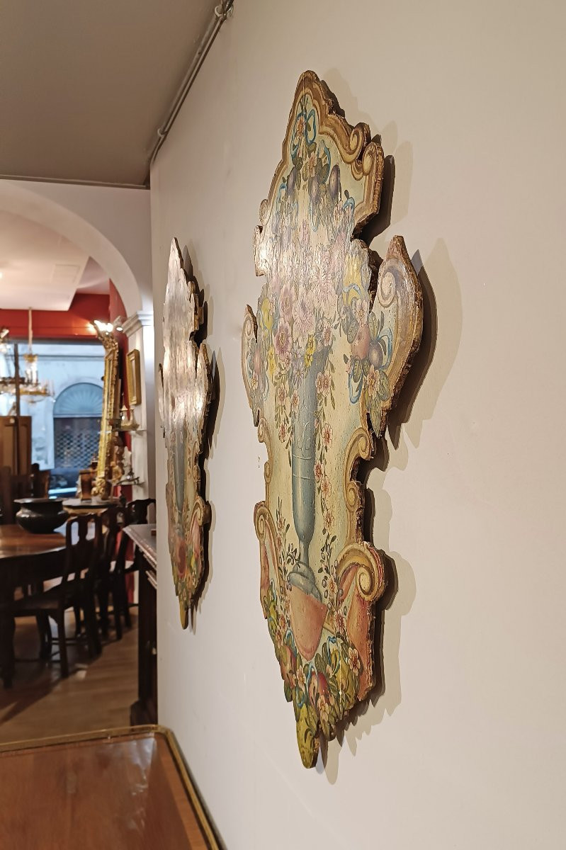 Mid-19th Century Pair Of Painted Panels-photo-3