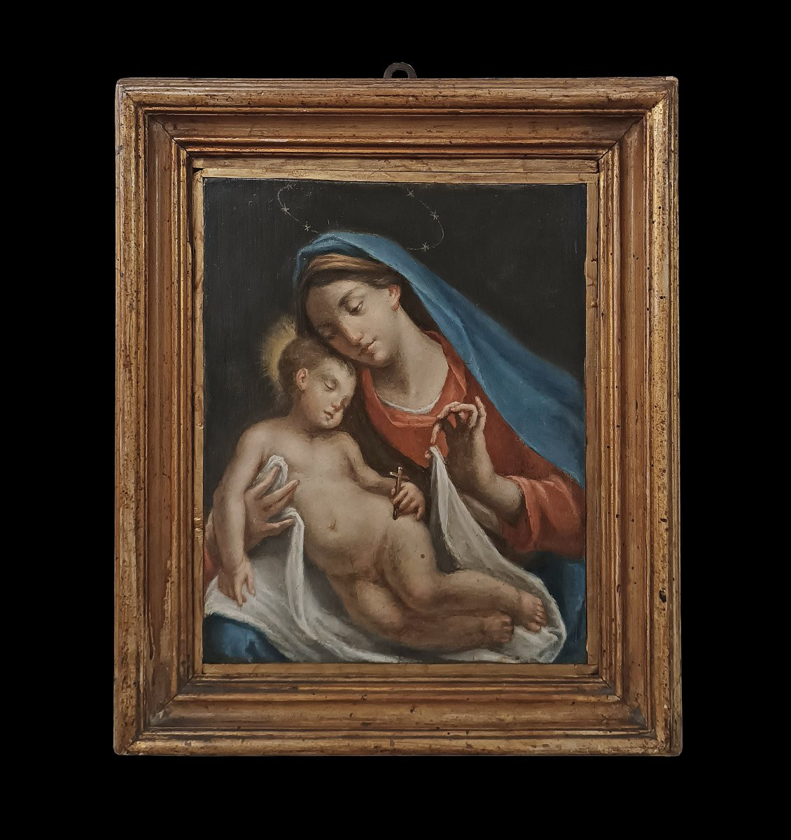 TABLEAU DE LA VIERGE ET L'ENFANT FIN DU 18ème SIÈCLE-photo-2