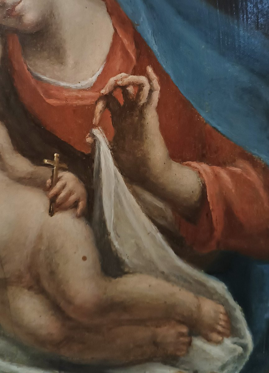 TABLEAU DE LA VIERGE ET L'ENFANT FIN DU 18ème SIÈCLE-photo-1