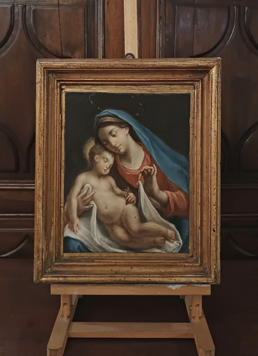 TABLEAU DE LA VIERGE ET L'ENFANT FIN DU 18ème SIÈCLE-photo-5