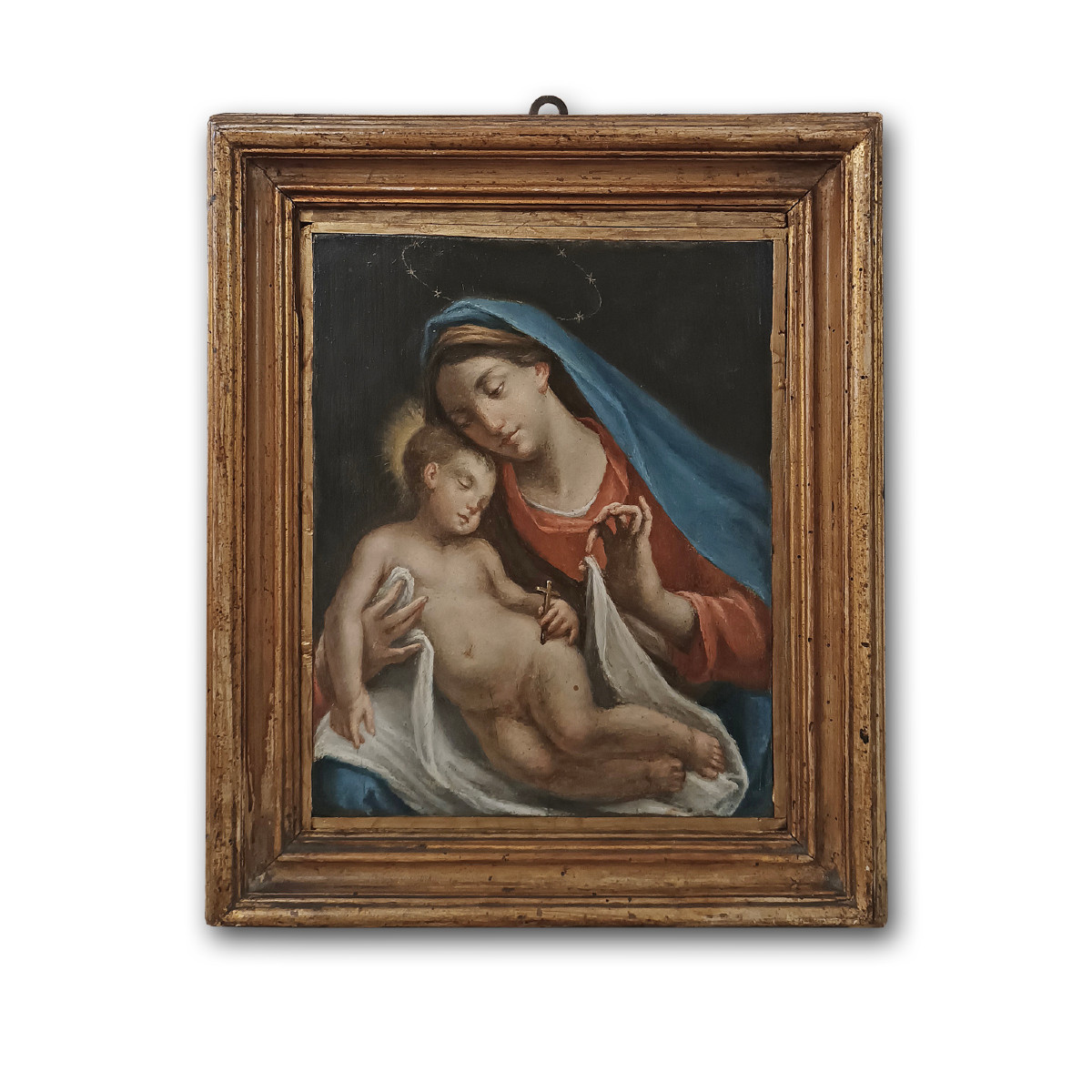 TABLEAU DE LA VIERGE ET L'ENFANT FIN DU 18ème SIÈCLE