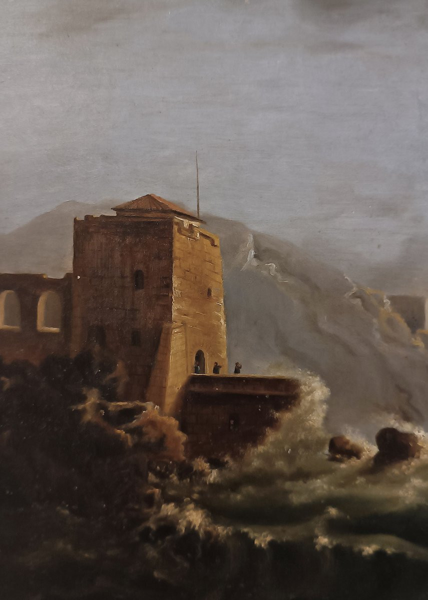 Late 18th Century Painting With Sea And Storm -photo-3