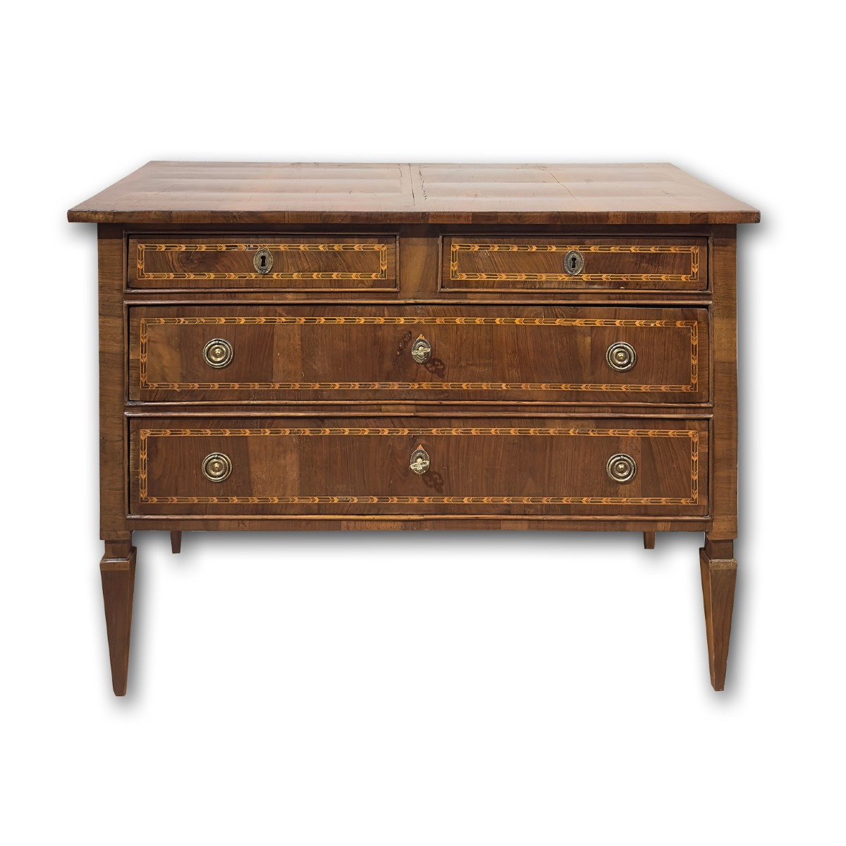 Second Half Of The 18th Century Neoclassical Walnut Feather Chest Of Drawers
