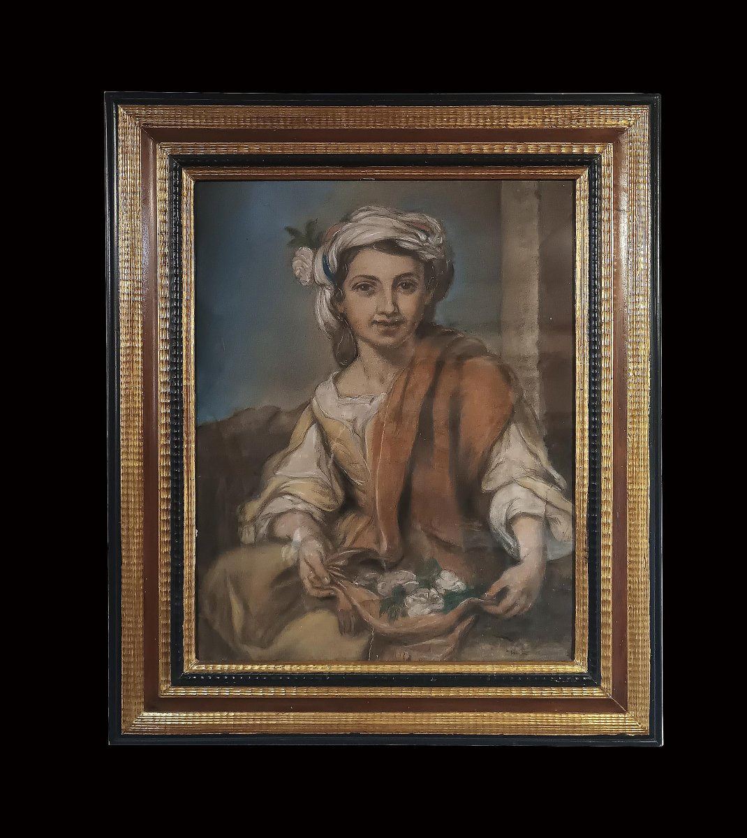 PEINTURE AU PASTEL AVEC ALLÉGORIE DU PRINTEMPS MILIEU DU 19ème SIÈCLE-photo-2