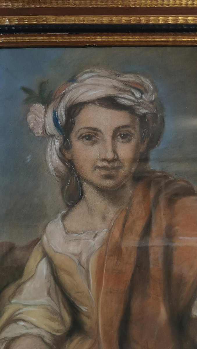 PEINTURE AU PASTEL AVEC ALLÉGORIE DU PRINTEMPS MILIEU DU 19ème SIÈCLE-photo-4