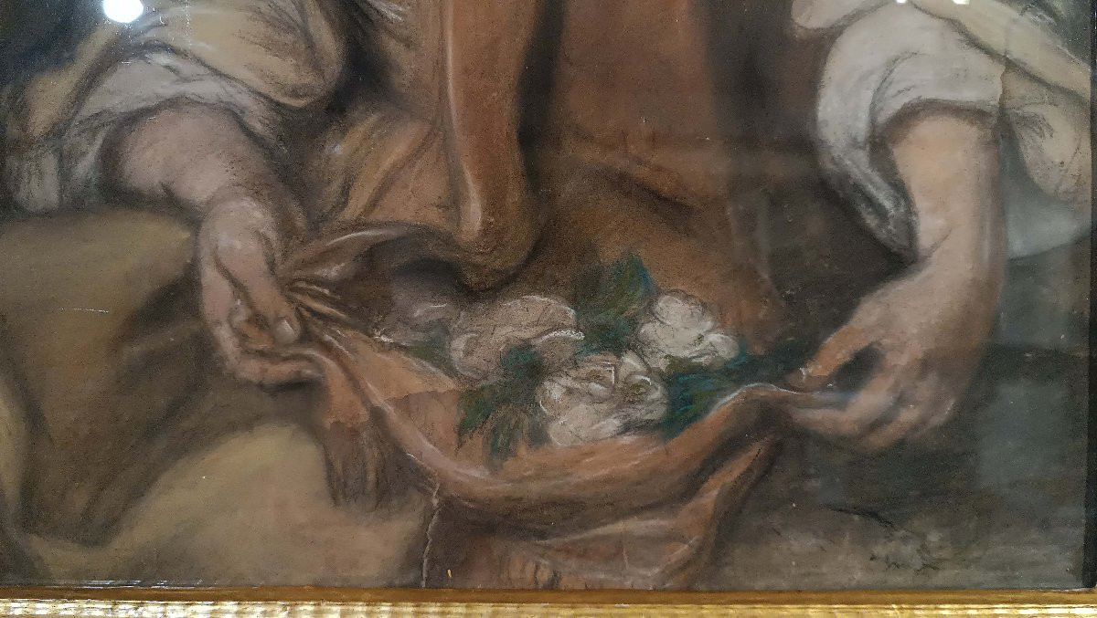 PEINTURE AU PASTEL AVEC ALLÉGORIE DU PRINTEMPS MILIEU DU 19ème SIÈCLE-photo-1