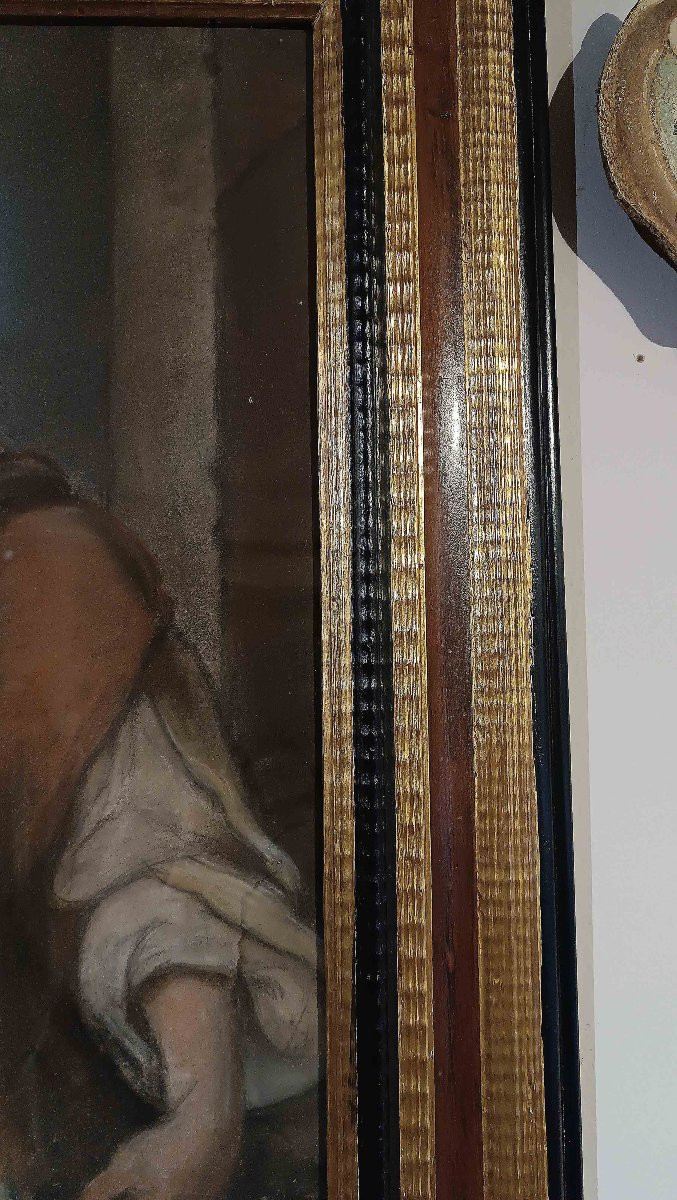 PEINTURE AU PASTEL AVEC ALLÉGORIE DU PRINTEMPS MILIEU DU 19ème SIÈCLE-photo-4