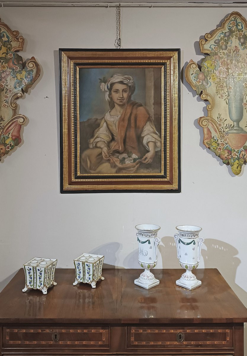 PEINTURE AU PASTEL AVEC ALLÉGORIE DU PRINTEMPS MILIEU DU 19ème SIÈCLE-photo-6