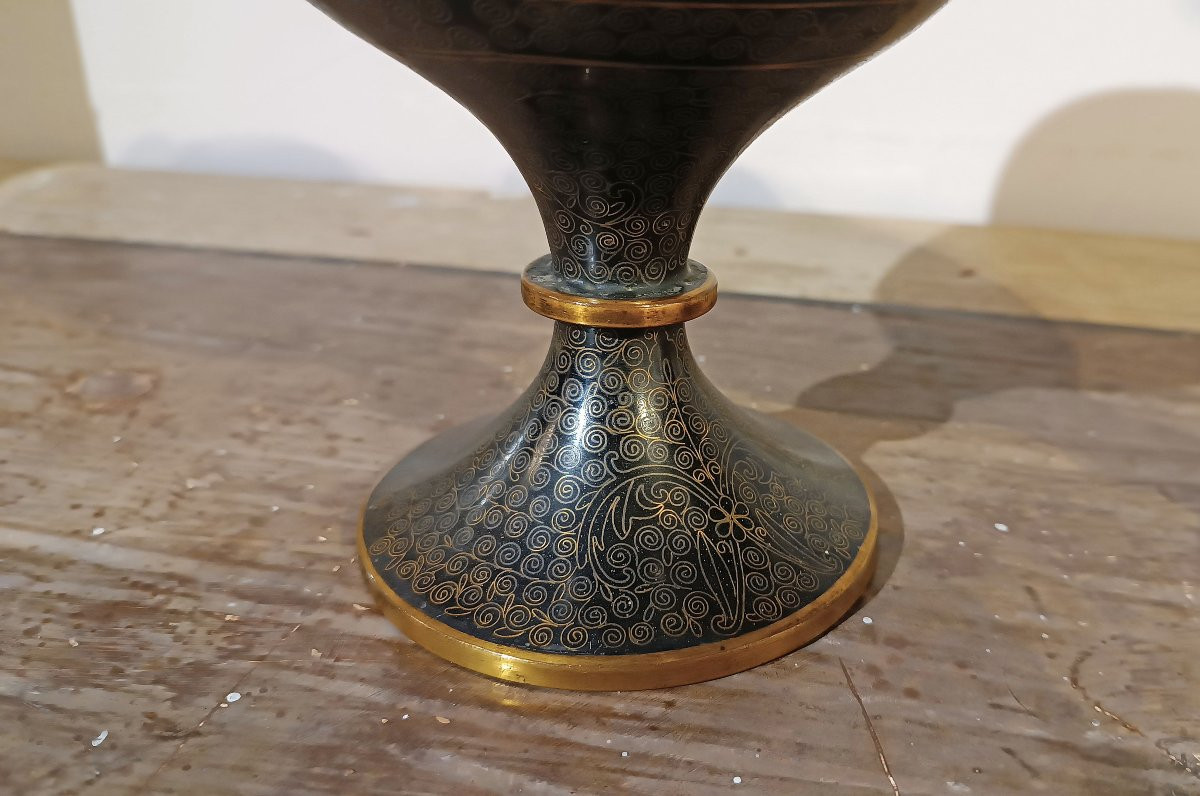 PAIRE DE VASES CLOISONNÉS CHINOIS PREMIÈRE MOITIÉ DU 19ème SIÈCLE-photo-2