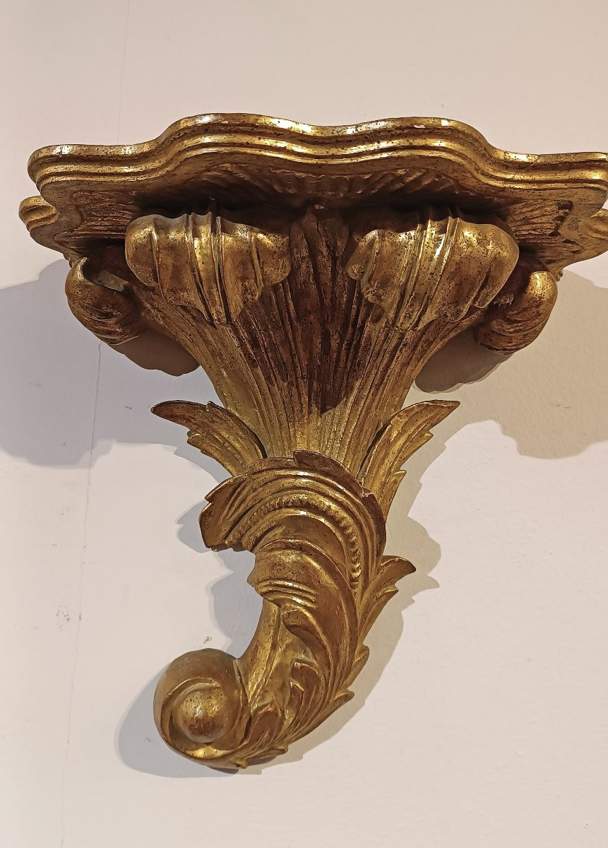 Mid-19th Century Pair Of Gilded Wooden Shelves-photo-3