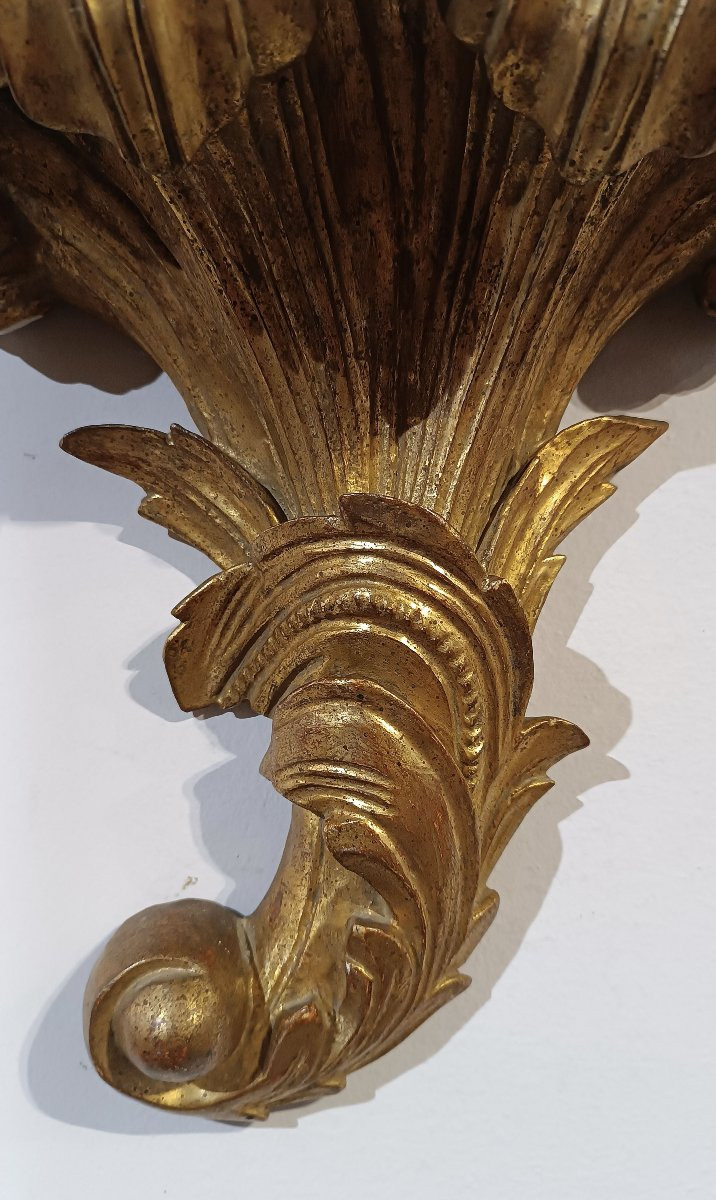 Mid-19th Century Pair Of Gilded Wooden Shelves-photo-4