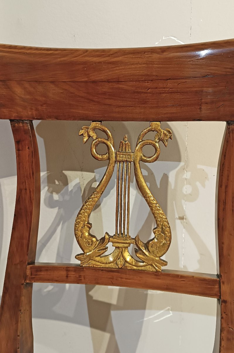 Early 19th Century Ten Empire Cherry Chairs-photo-4