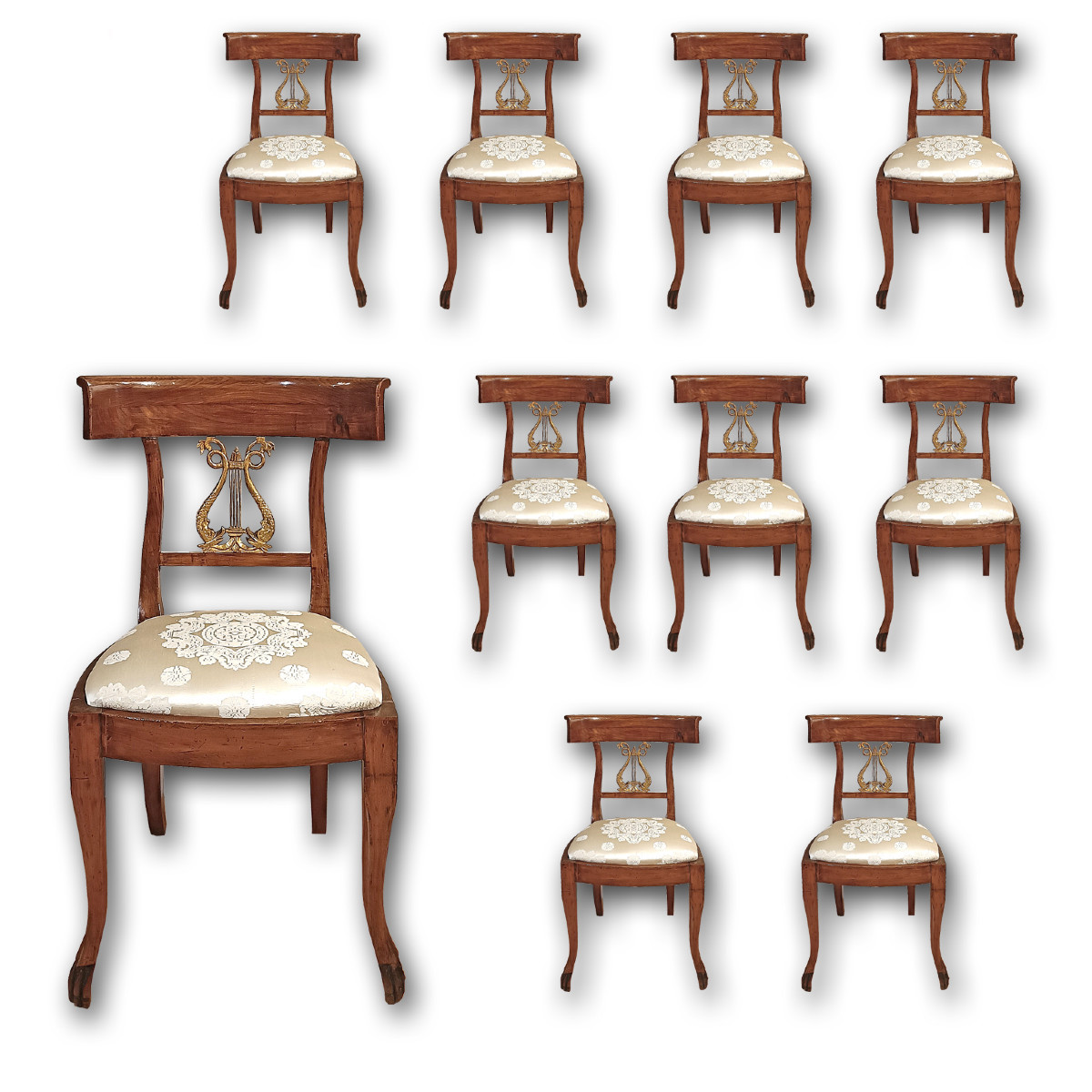 Early 19th Century Ten Empire Cherry Chairs