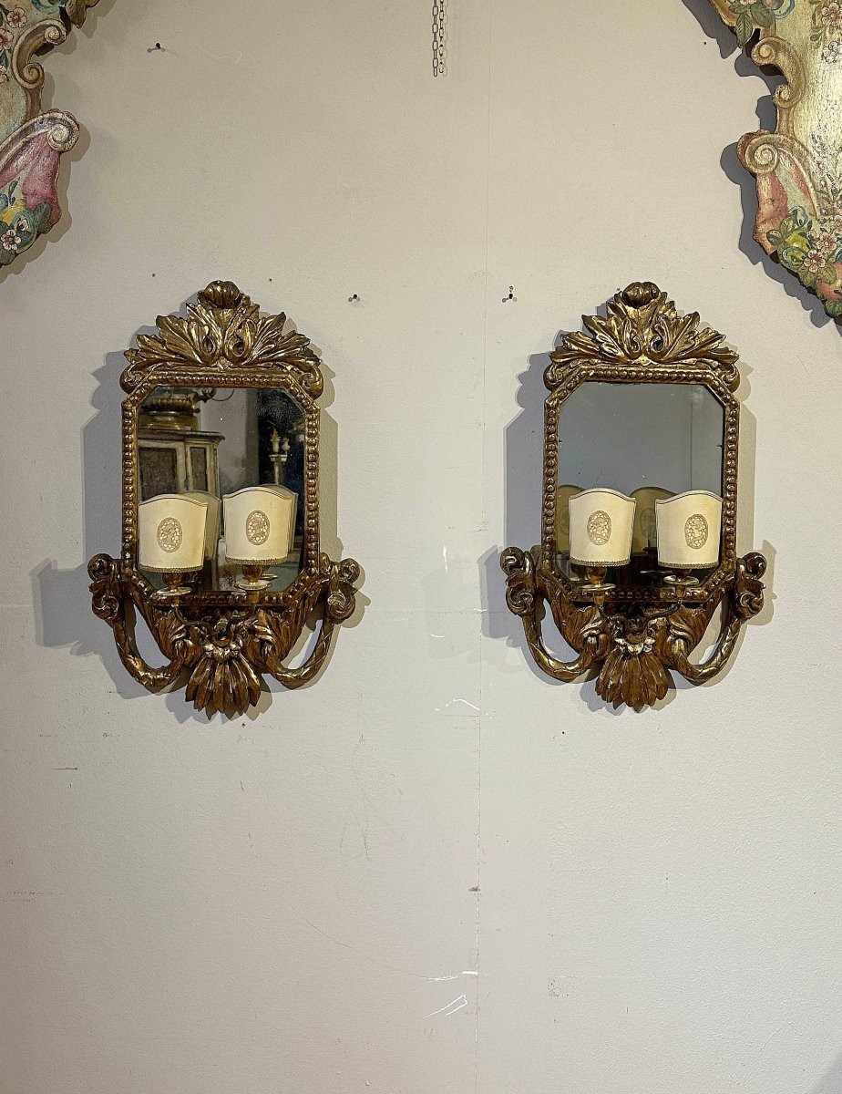 First Half Of The 19th Century Pair Of Charles X Gilded Mirrors  -photo-2