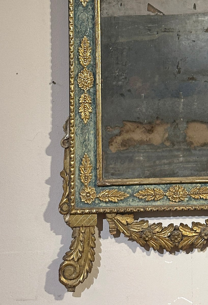 MIROIR NÉOCLASSIQUE PEINT ET DORÉ SECONDE MOITIÉ DU 18ème SIÈCLE-photo-1