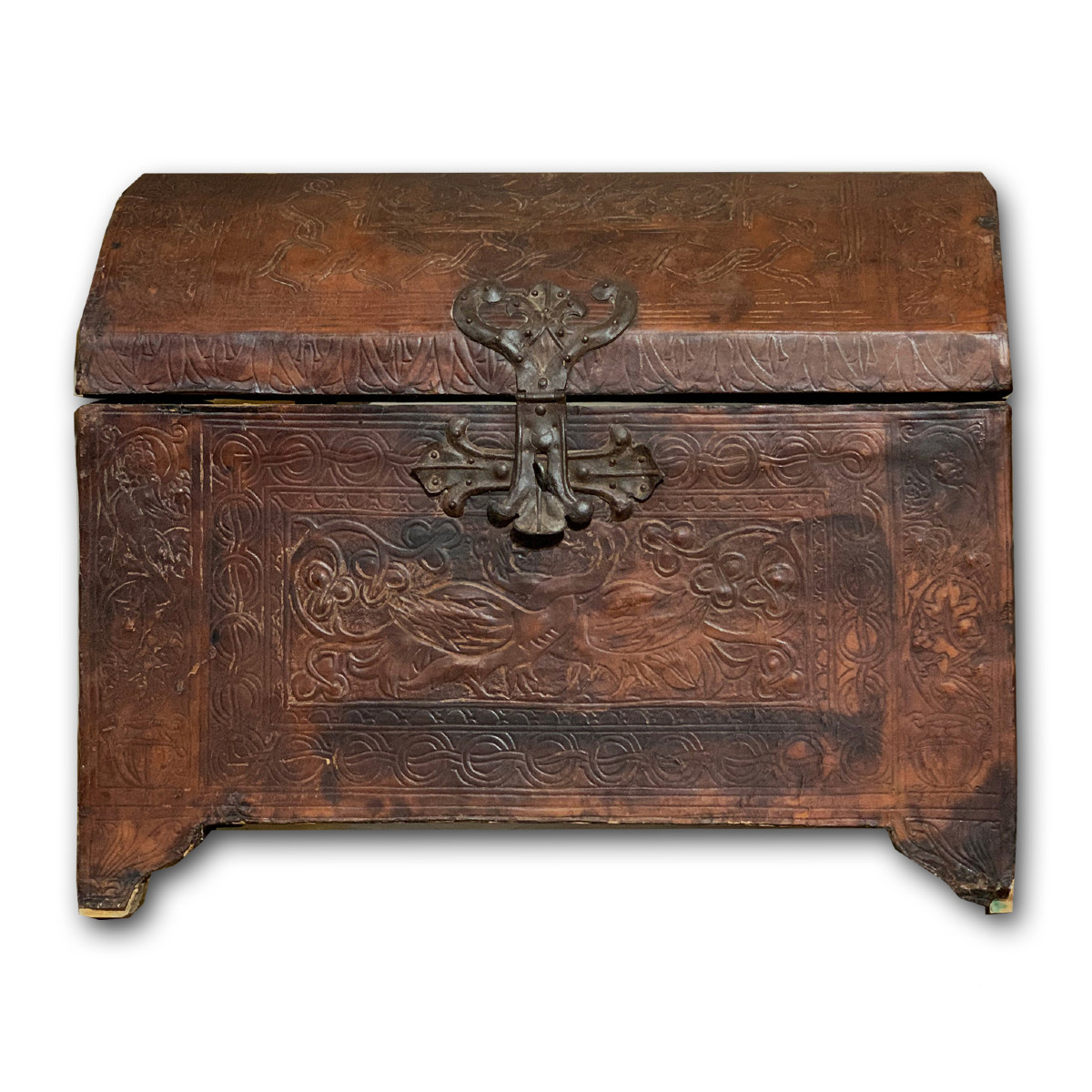 BOÎTE POUR BOUGEOIR EN CUIR 19ème SIÈCLE