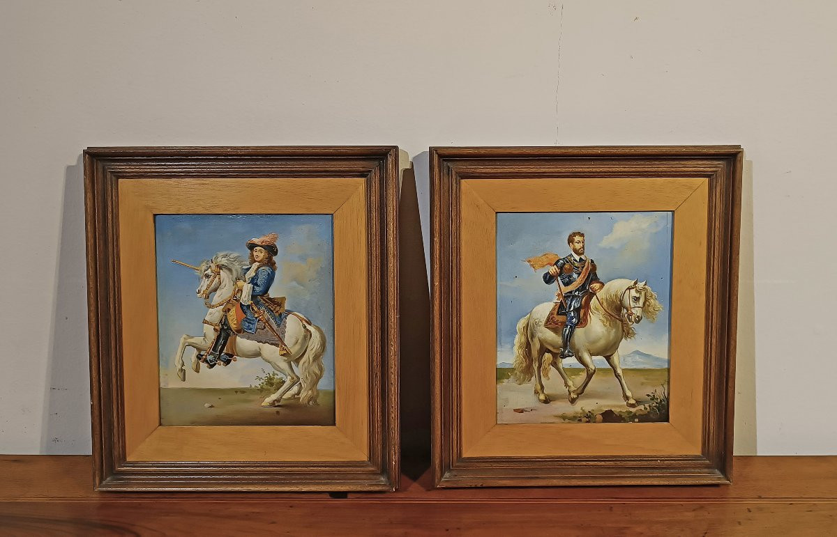 First Half Of The 19th Century Pair Of Paintings On Wood-photo-2
