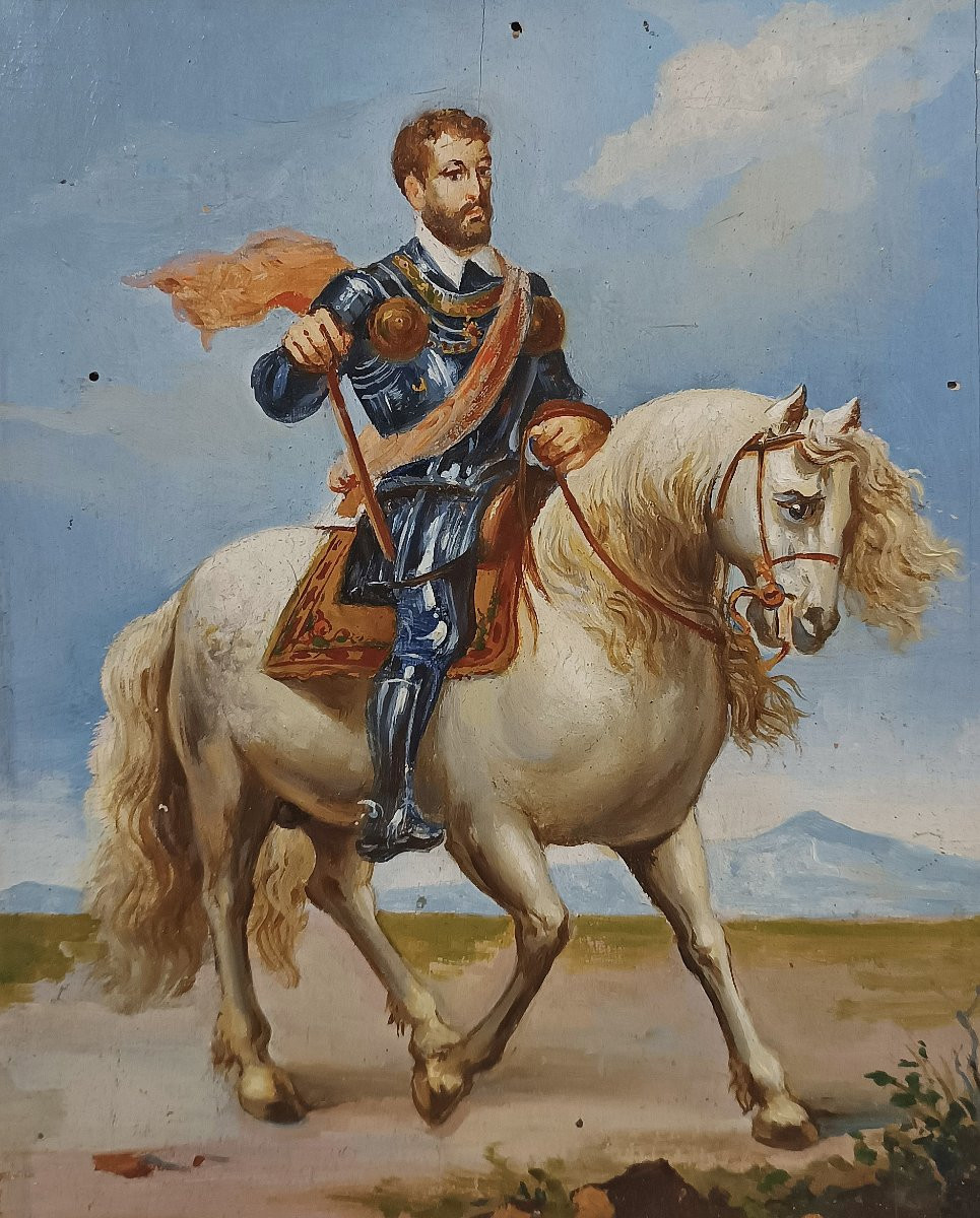 First Half Of The 19th Century Pair Of Paintings On Wood-photo-2