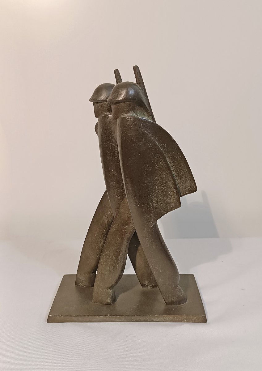1930s "marching Soldiers" Sculpture By Di Bosso-photo-2