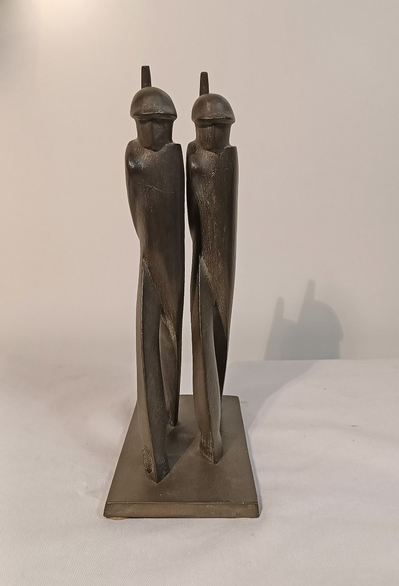 1930s "marching Soldiers" Sculpture By Di Bosso-photo-3