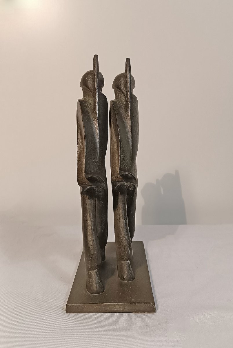 1930s "marching Soldiers" Sculpture By Di Bosso-photo-1