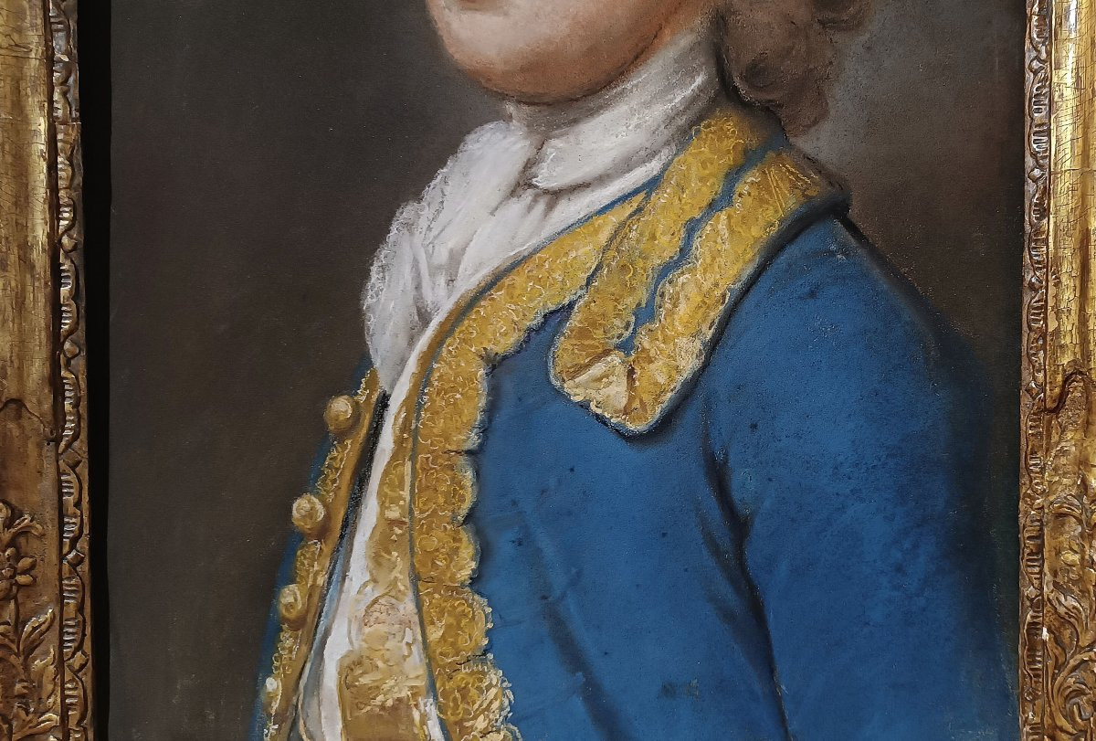 PORTRAIT AU PASTEL D'UN GENTLEMAN FIN DU 18ème SIÈCLE-photo-1