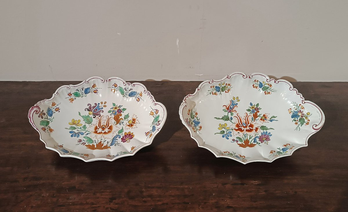  Second Half Of The 18th Century Pair Of Ginori Porcelain Trays-photo-2
