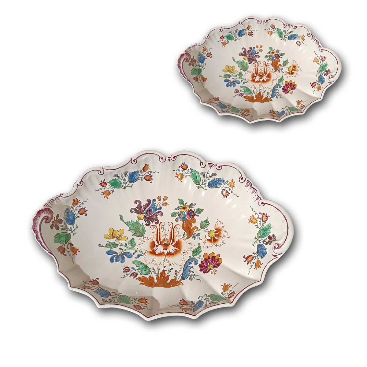  Second Half Of The 18th Century Pair Of Ginori Porcelain Trays