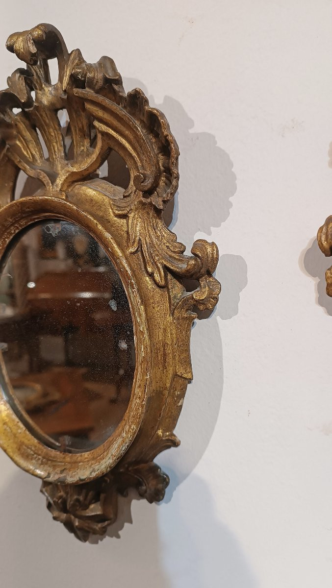 PAIRE DE PETITS MIROIRS LOUIS XV MILIEU DU 18ème SIÈCLE-photo-2