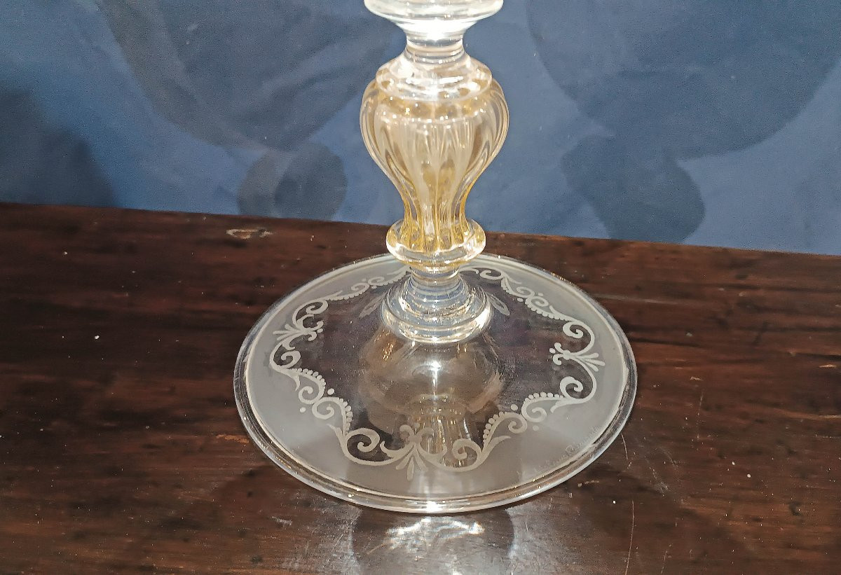 Late 18th-early 19th Century Engraved Murano Glass Vase-photo-4
