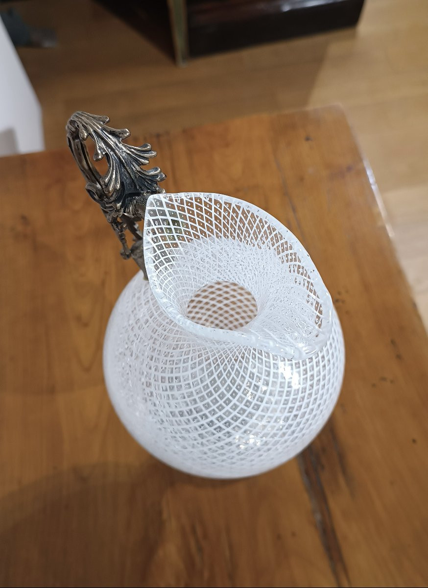 18th Century Venetian Glass And Silver Jug-photo-1