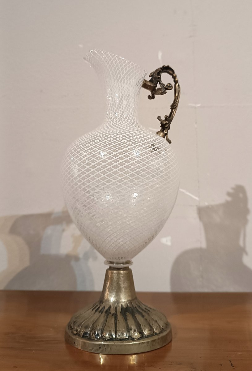 18th Century Venetian Glass And Silver Jug-photo-7