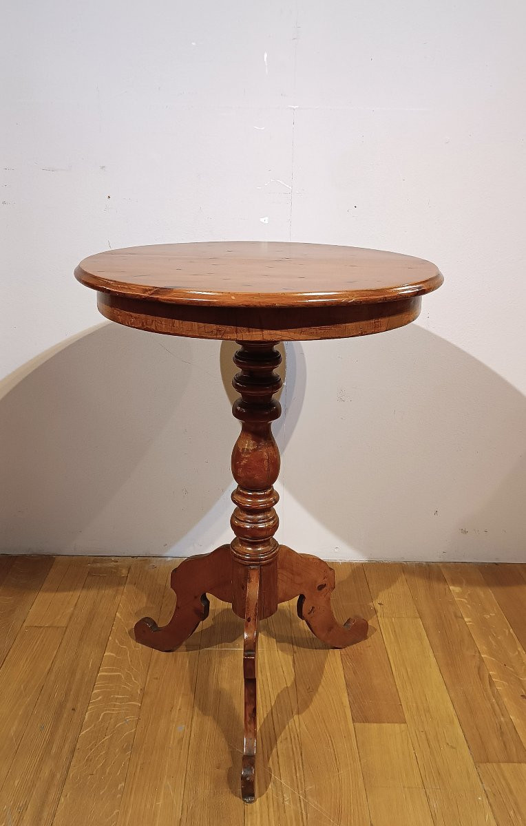 TABLE BASSE RONDE EN CYPRÈS MILIEU DU 19ème SIÈCLE-photo-2