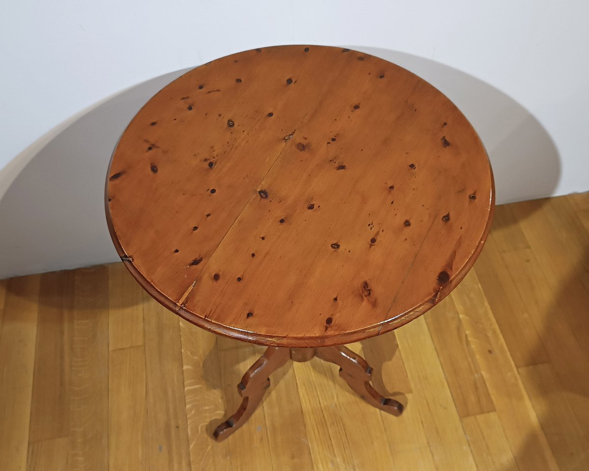 TABLE BASSE RONDE EN CYPRÈS MILIEU DU 19ème SIÈCLE-photo-4