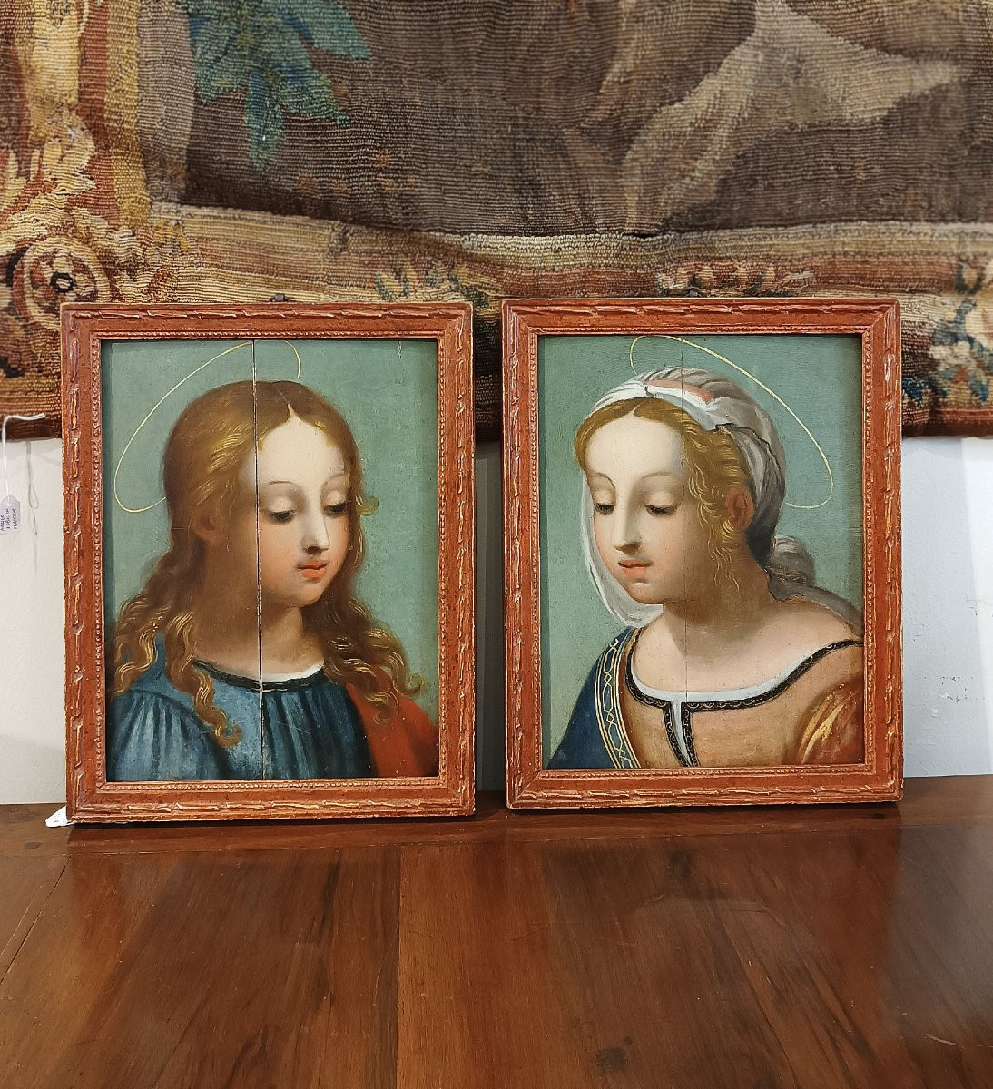 PAIRE DE PEINTURES À L'HUILE SUR PANNEAU FIN DU 16ème SIÈCLE-photo-2