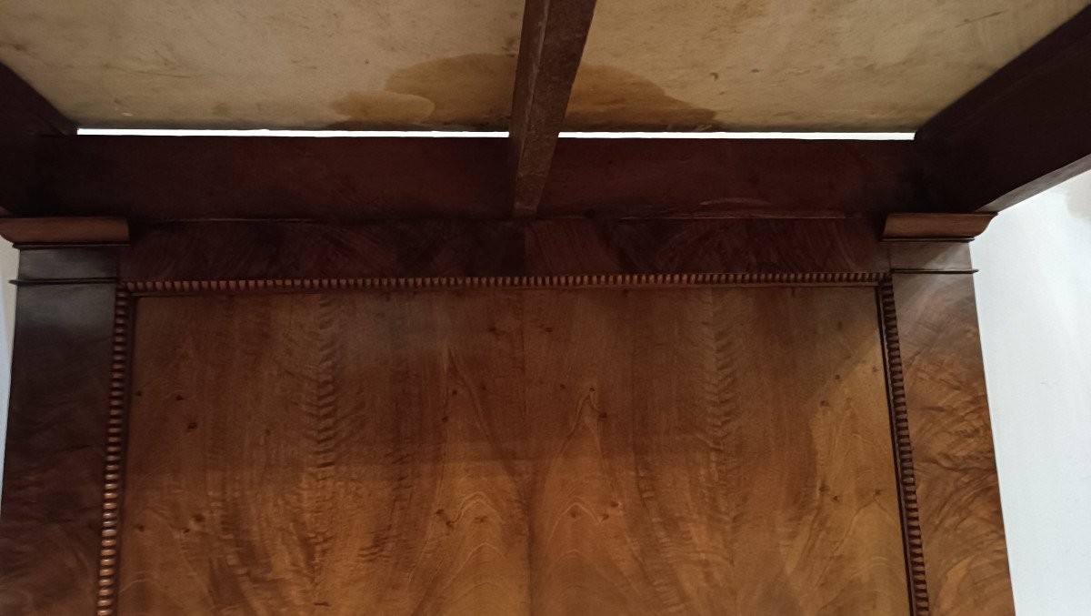 CONSOLLE CHARLES X EN NOYER ET MARBRE DE CARRARE DÉBUT DU 19ème SIÈCLE-photo-7