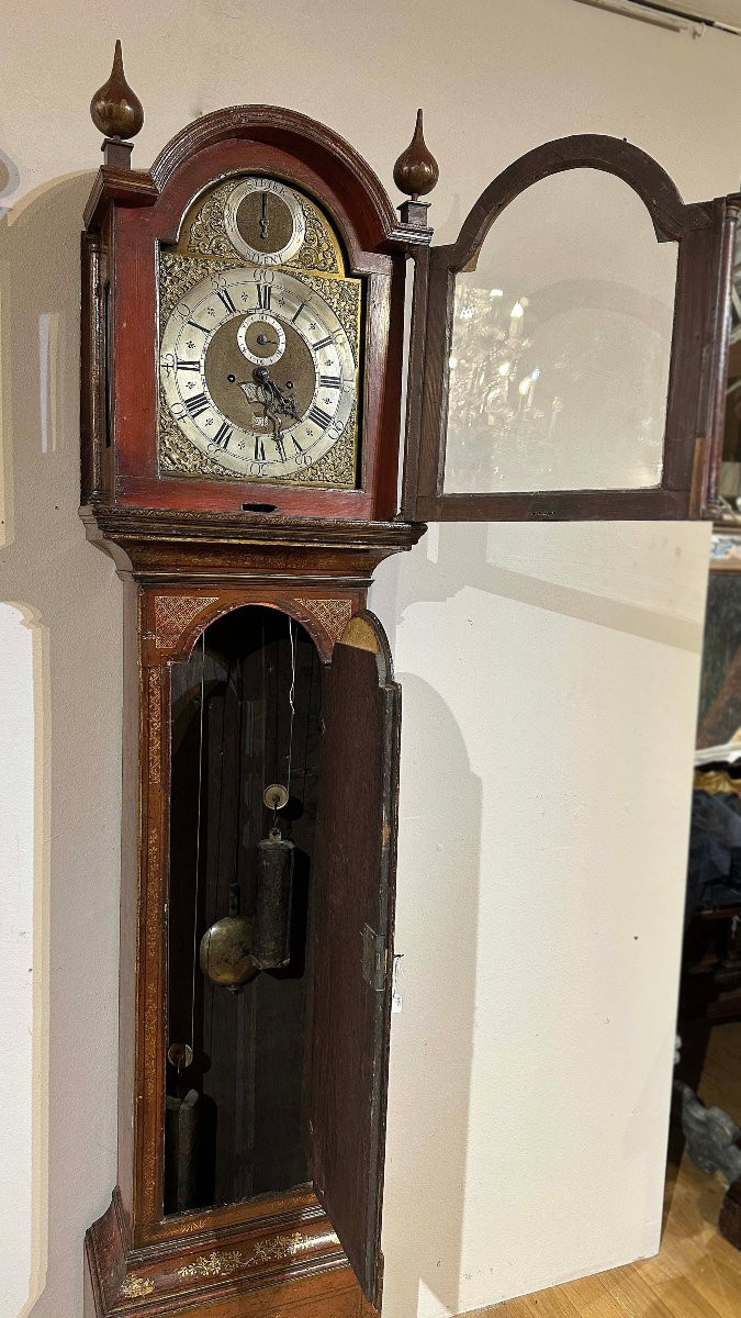 PENDULE À TOUR EN LAQUE VÉNITE MILIEU DU 18ème SIÈCLE-photo-3