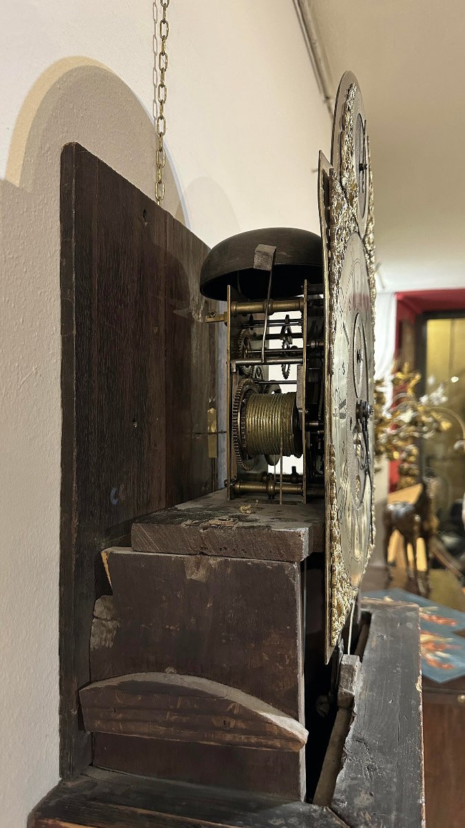 PENDULE À TOUR EN LAQUE VÉNITE MILIEU DU 18ème SIÈCLE-photo-6